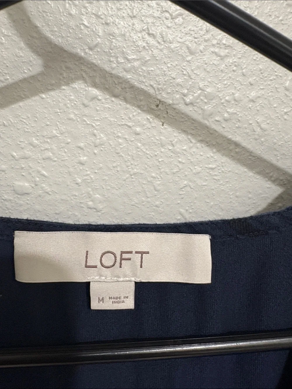 LOFT Navy Button-Front Short Sleeve Blouse